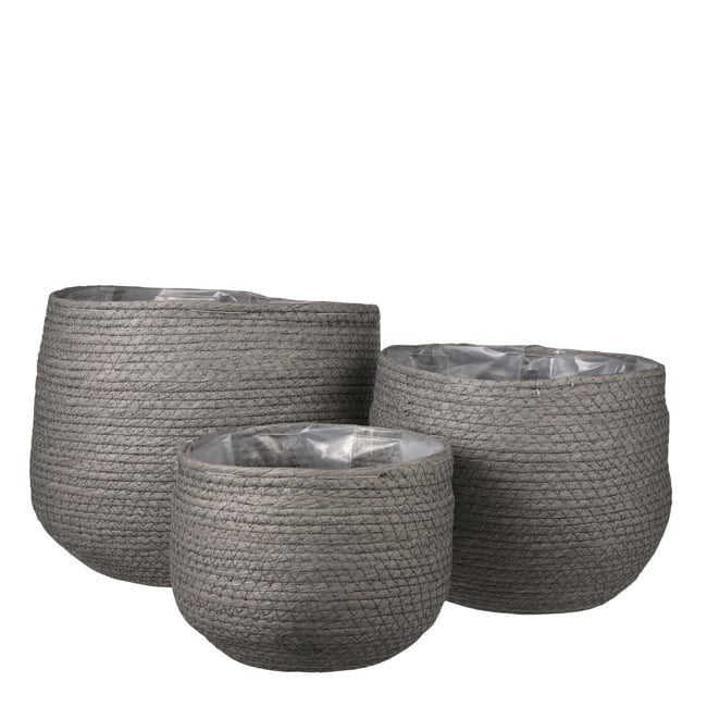 Ensemble de 3 paniers à plantes Ø26 cm JORCK Couleur gris <span itemprop=
