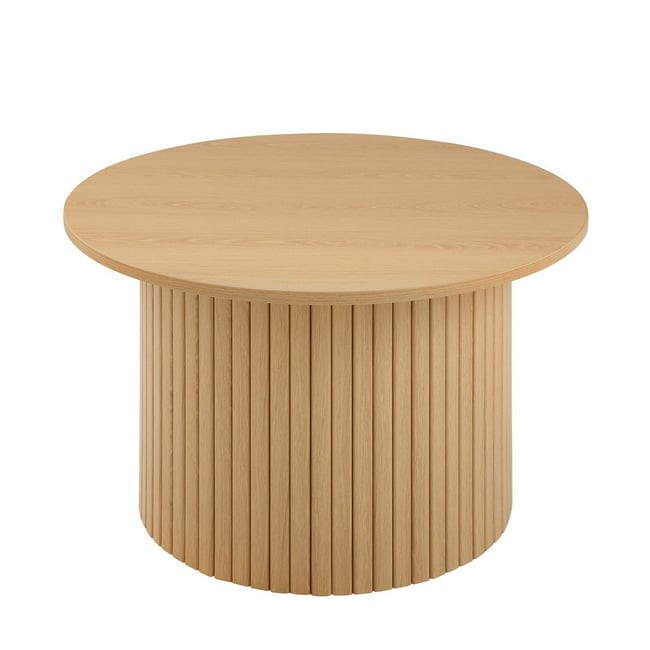 Table basse ronde avec pied à lattes décor bois  - ELIE Couleur bois clair <span itemprop=