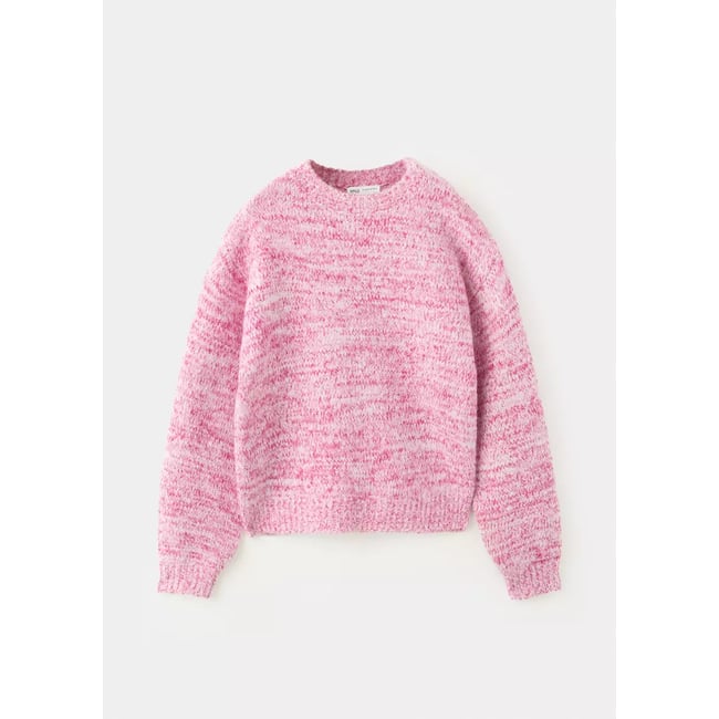 Pull-over maille chinée rose <span itemprop=