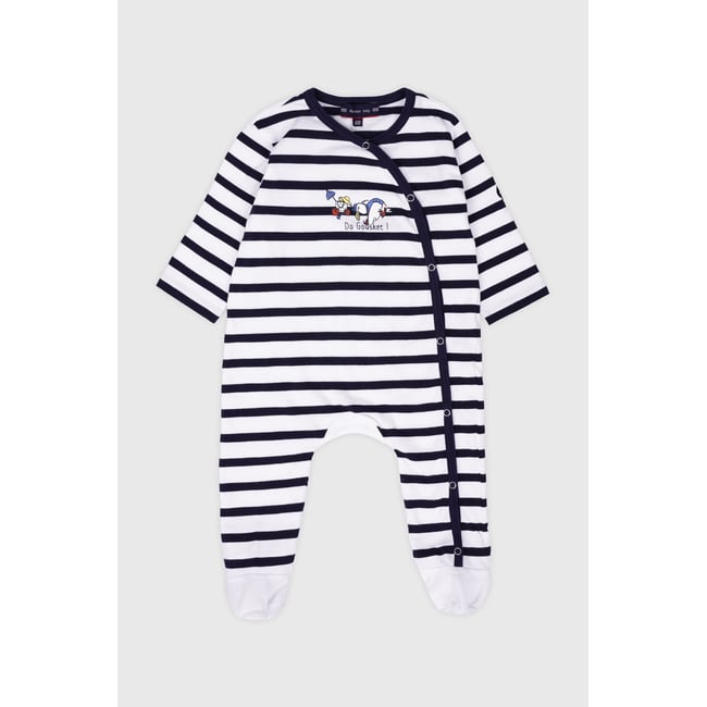 Dors bien en jersey rayé - coton blanc/marine deep <span itemprop=