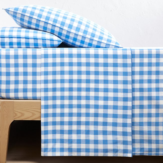 Bettlaken Veldi Blau, Baumwolle blau kariert <span itemprop=