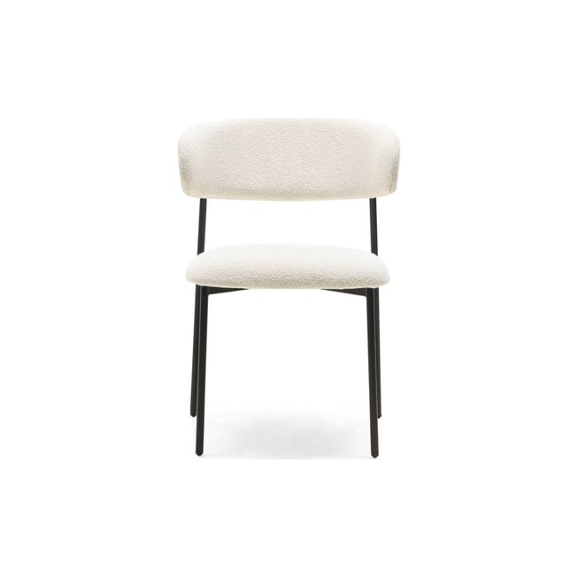 Chaise de salle à manger LORO en bouclé Couleur crème et noir <span itemprop=