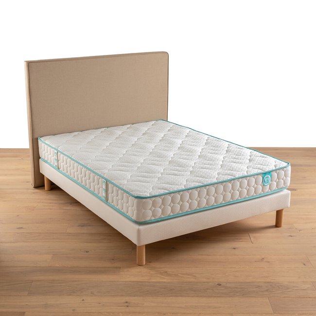 Pocket Spring Mattress + viscoelastic LE TOUT TENDRE, white/blue, MERINOS