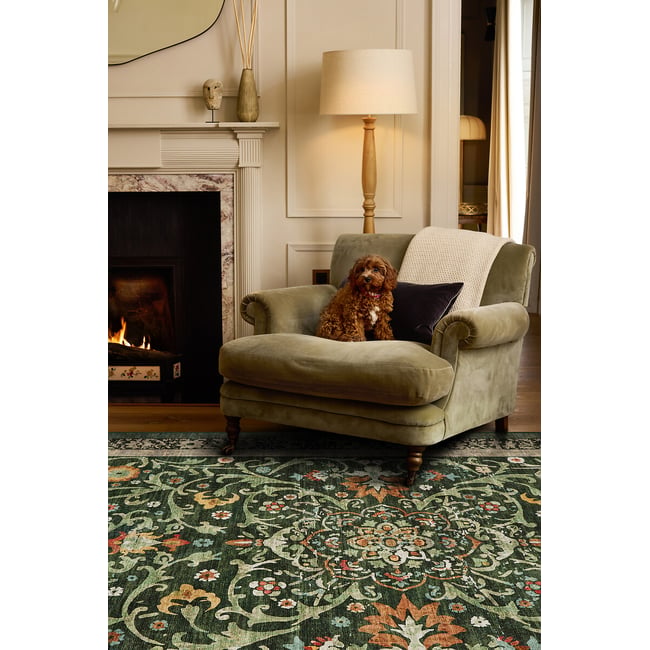 Eco-Washable Country Paisley Green Rug, green, HUG RUG