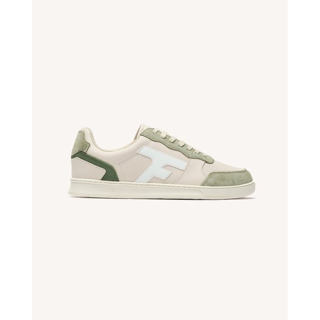 Baskets basses cuir suede HAZEL HAZEL écru et kaki clair <span itemprop=