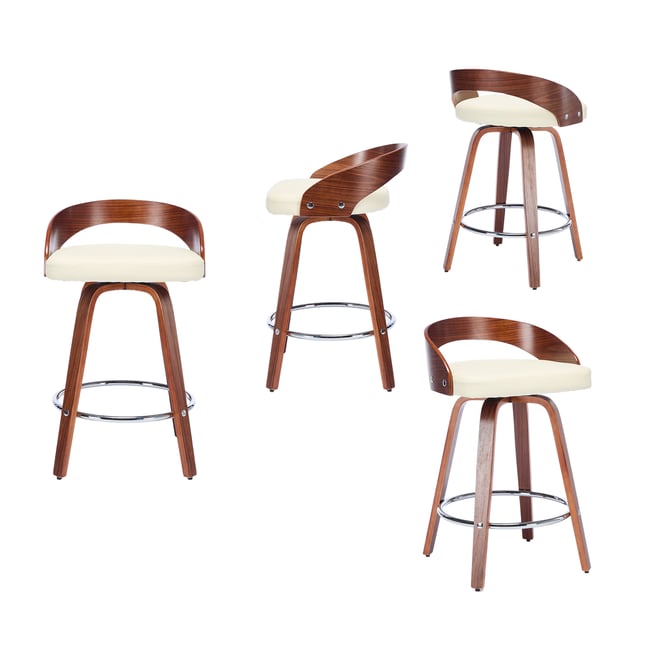 Lot de 4 tabourets de bar vintage pivotants, BORCHIA Couleur beige <span itemprop=