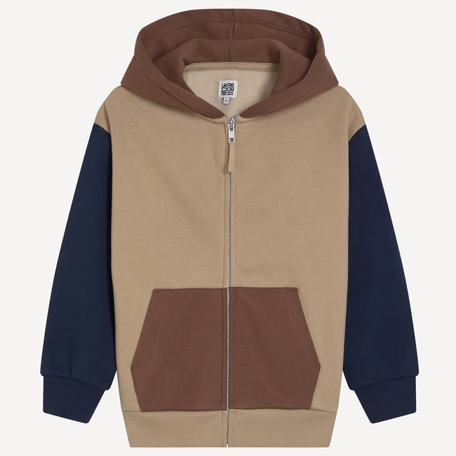 Толстовка на молнии с капюшоном, в стиле колор-блок, из мольтона - LA REDOUTE COLLECTIONS