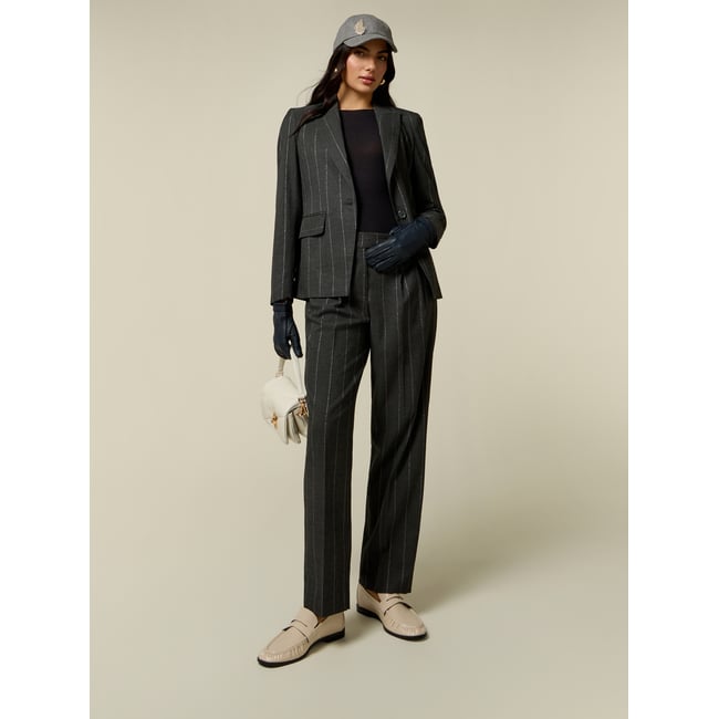 Pantalon carotte rayé gris <span itemprop=