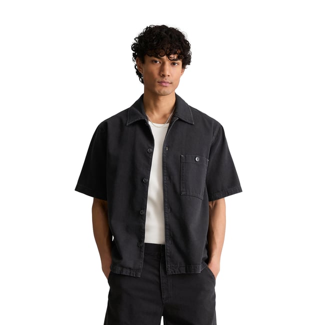 Chemise en jean regular en coton bio et lyocell noir <span itemprop=