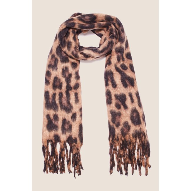 Écharpe à franges taupe <span itemprop=