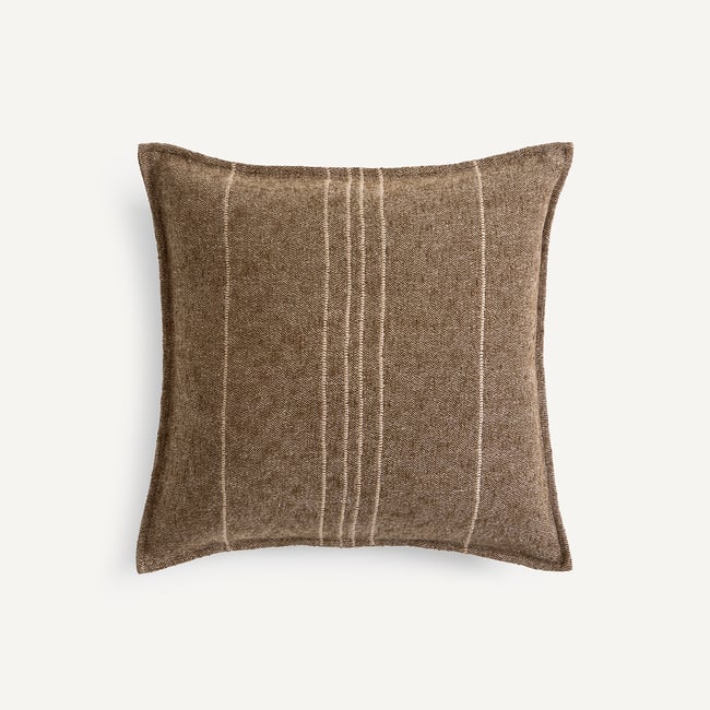 Housse de coussin coton et lin, Thalin marron <span itemprop=