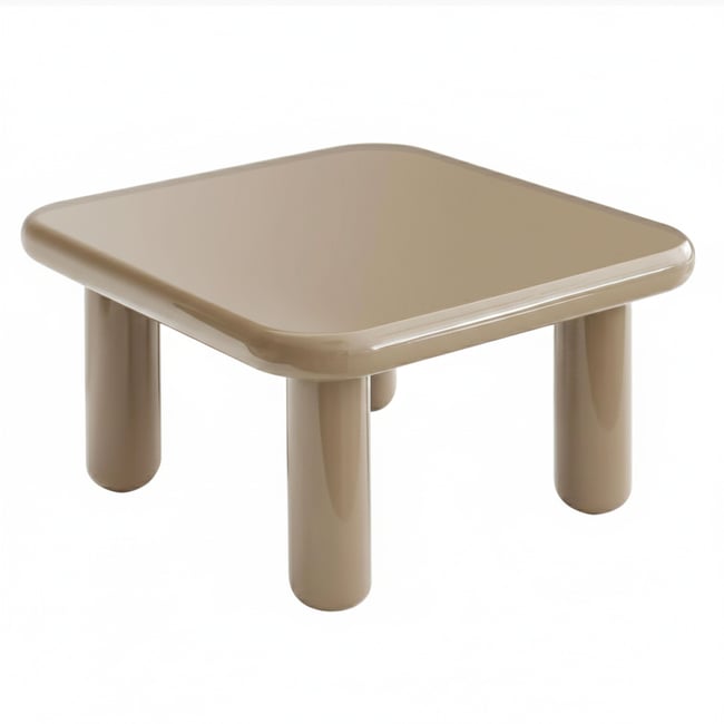 Table basse effet laqué carrée 75x75 cm style rétro, LUMA - OVIALA