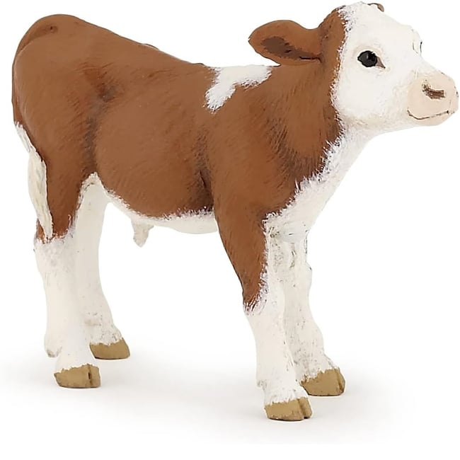 Figurine veau Simmental marron <span itemprop=