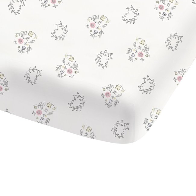 Drap-housse coton, Aristochats Champêtre blanc imprimé <span itemprop=