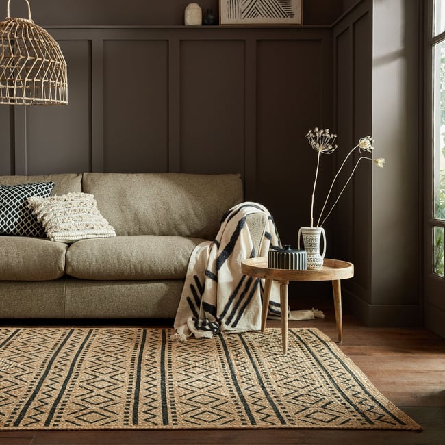 Tapis jute LUIS Couleur noir <span itemprop=
