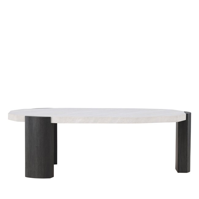 Table basse ovale en bois 125x70.5cm- KRES Couleur beige <span itemprop=