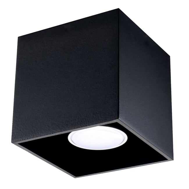 Plafonnier Aluminium Noir GU10 1 Quad Couleur noir <span itemprop=