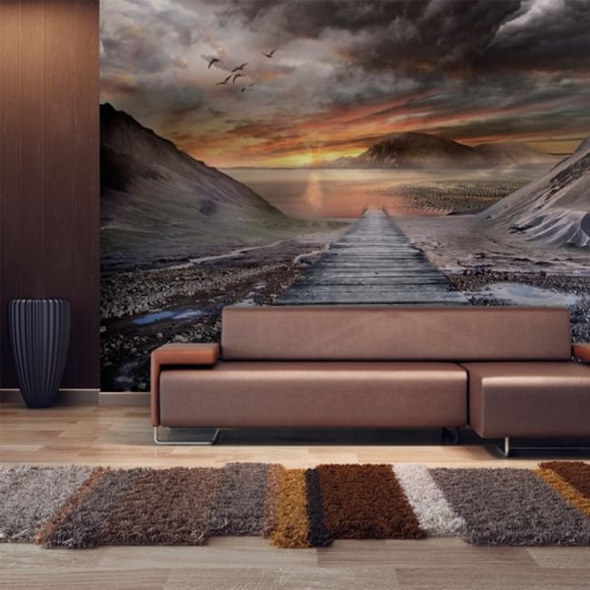 Papier peint intissé panoramique Fantaisie Lieu abandonné Couleur gris / argent <span itemprop=