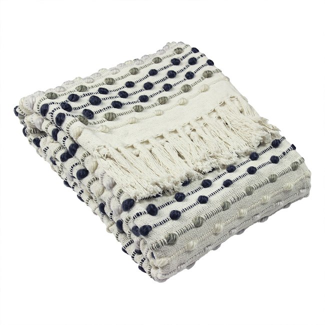 Dhadit Woven Stripes Fringed Throw - FURN.