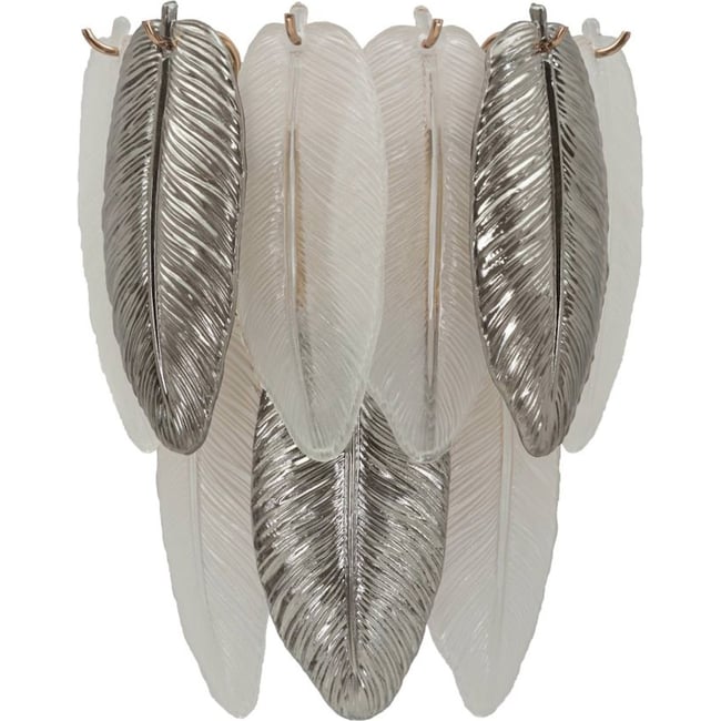 Applique murale en verre feuilles GLAM Couleur multicolore argenté et blanc translucide <span itemprop=