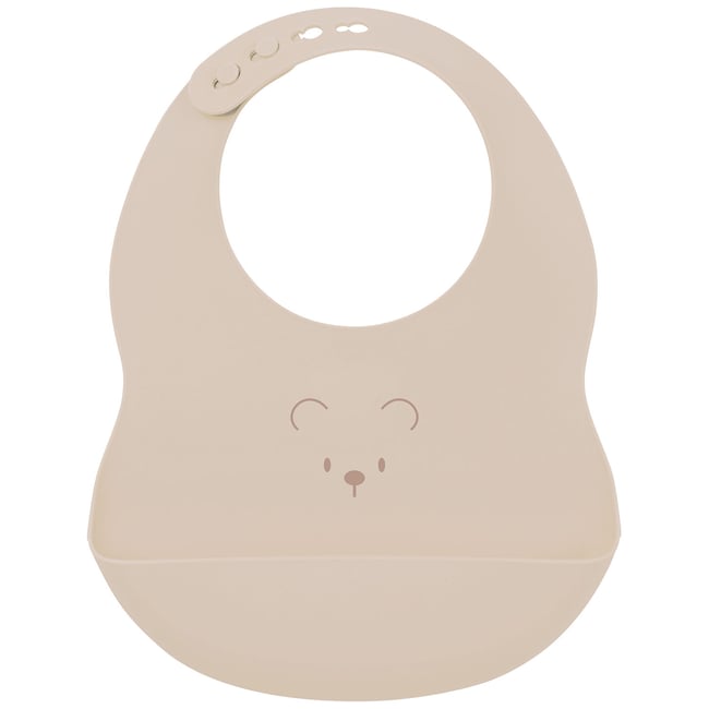 Bavoir en silicone beige <span itemprop=