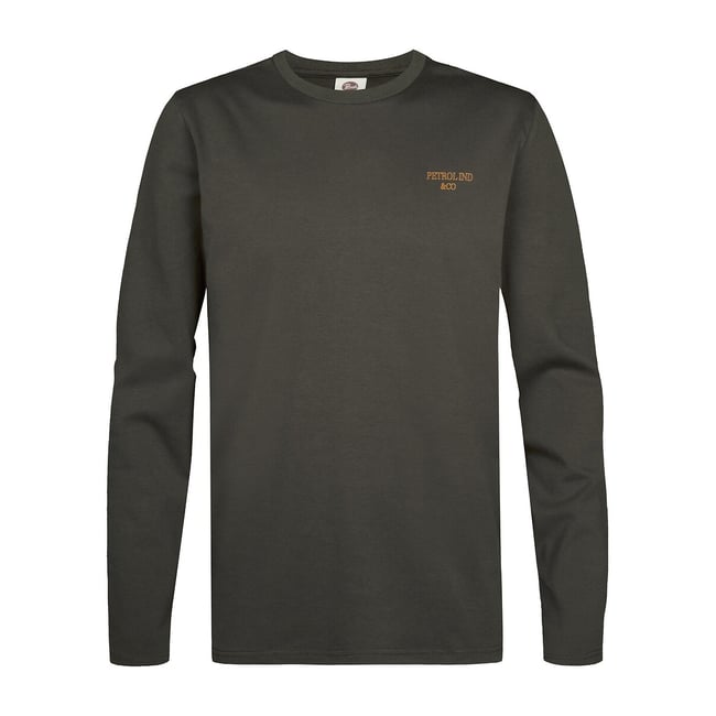 T-shirt manches longues, col rond gris vert <span itemprop=