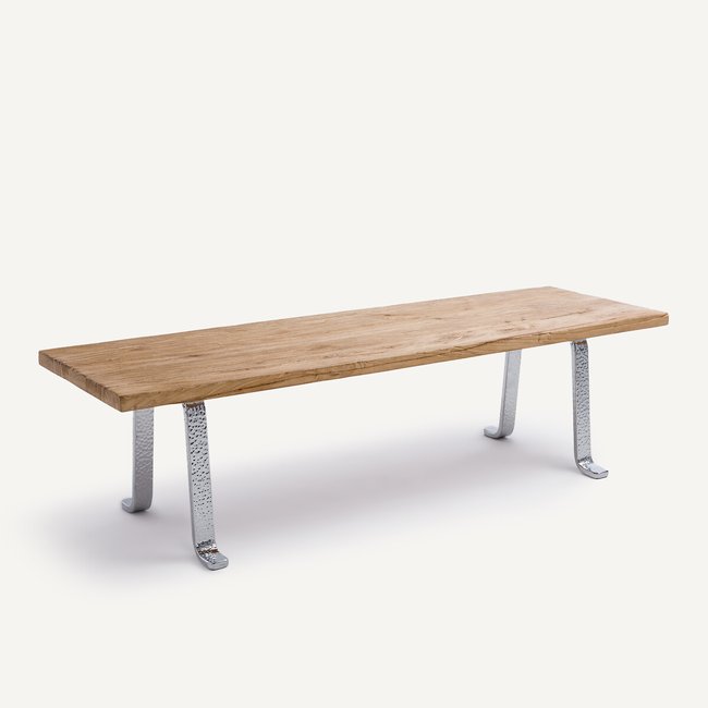 Table basse en orme recyclé et métal fer, Zen Couleur naturel <span itemprop=