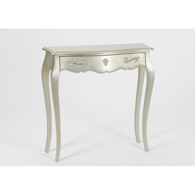 Console antic silver   80x25 bois-MURANO Couleur argent <span itemprop=