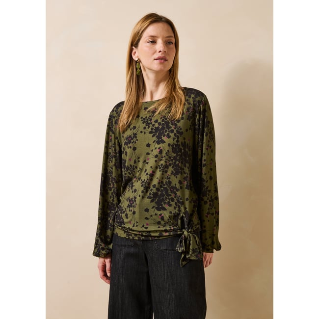 T-shirt manches longues fleuri col bateau - LA FEE MARABOUTEE
