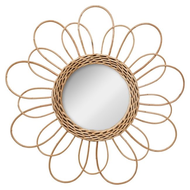 Miroir en rotin fleur D38 Couleur beige <span itemprop=
