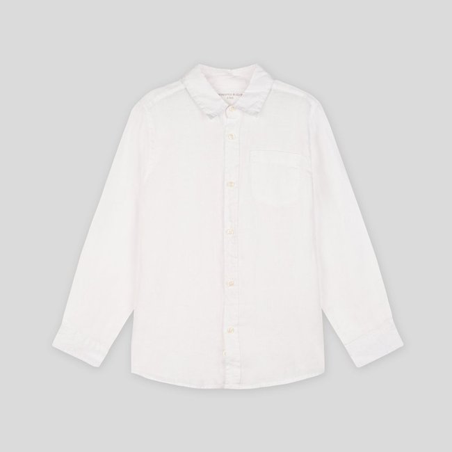Chemise unie en 100% lin, certifiée European Flax ecru <span itemprop=