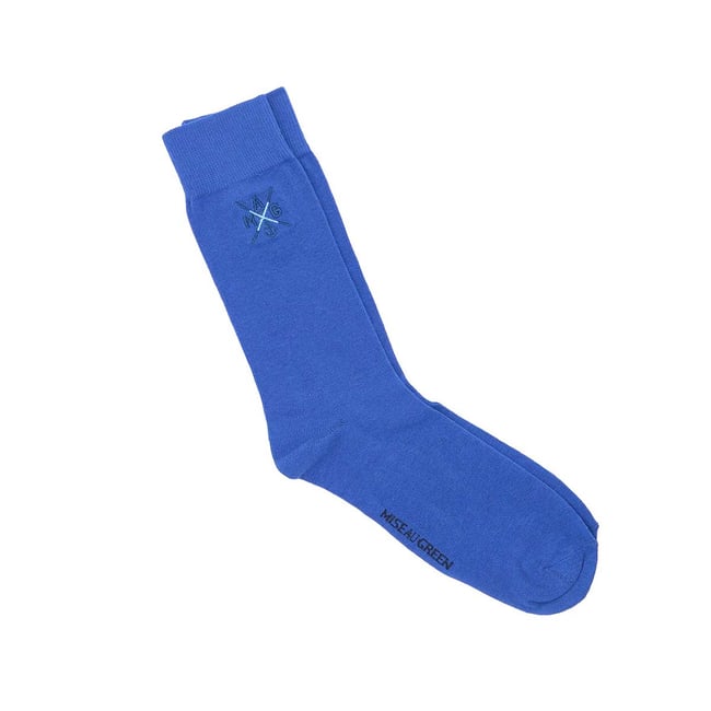 Chaussettes broderie marin bleu cobalt <span itemprop=