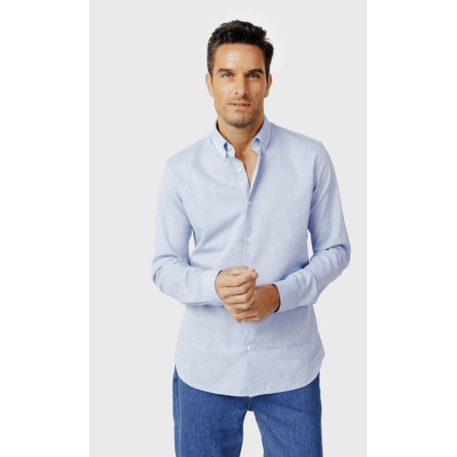 Chemise Slim fit easy care col boutonné coton aspect lin - ACROSS