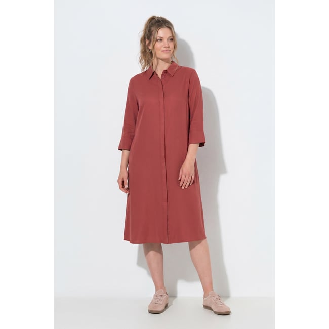 Robe midi en Lyocell, coupe évasée bois de rose <span itemprop=