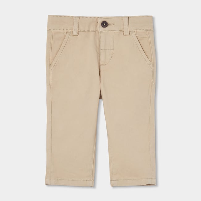 Pantalon garçon satiné élastique beige <span itemprop=