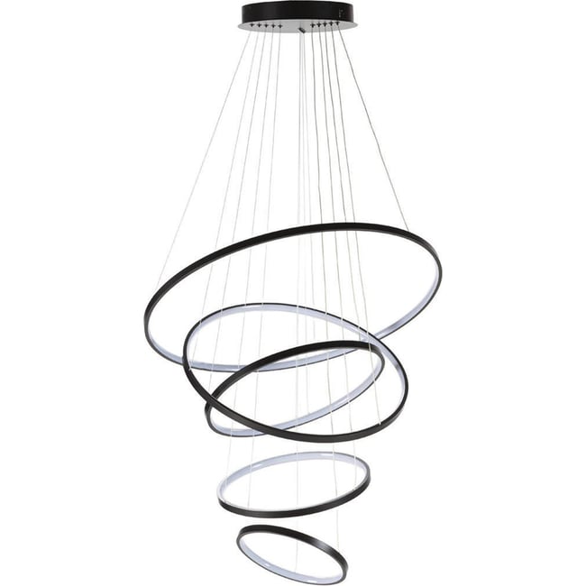 Suspension à anneaux en acier Couleur noir mat et translucide <span itemprop=