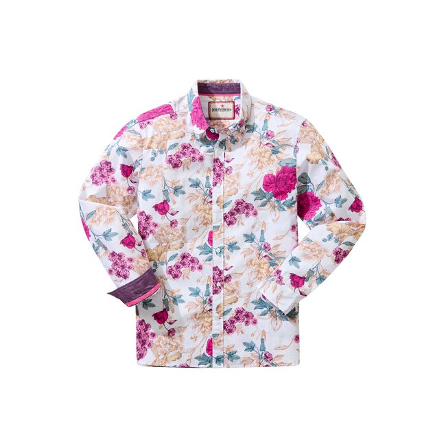 Chemise à manches longues imprimé floral affirmé blanc <span itemprop=