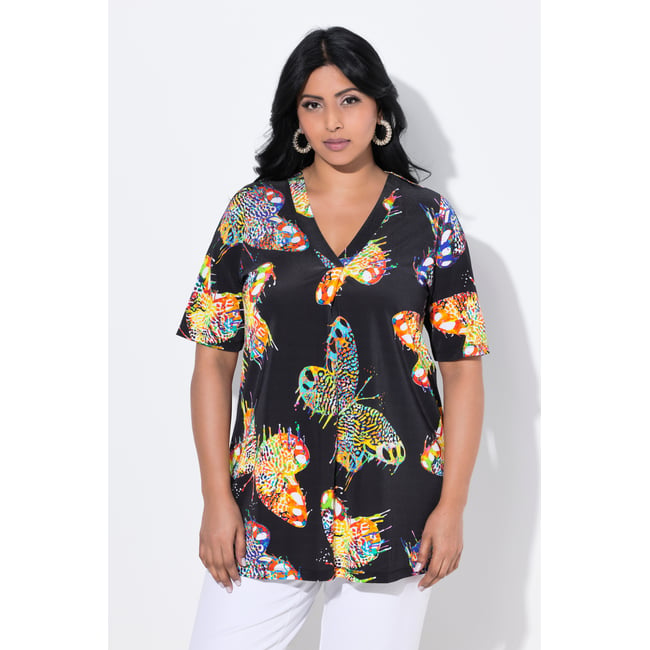 T-shirt au tombé fluide noir <span itemprop=
