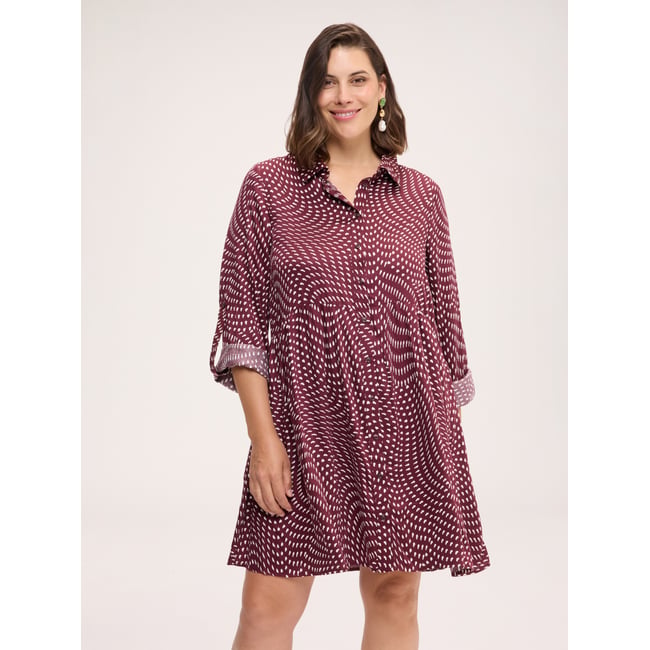 Robe courte chemisier avec imprimé burgundy <span itemprop=