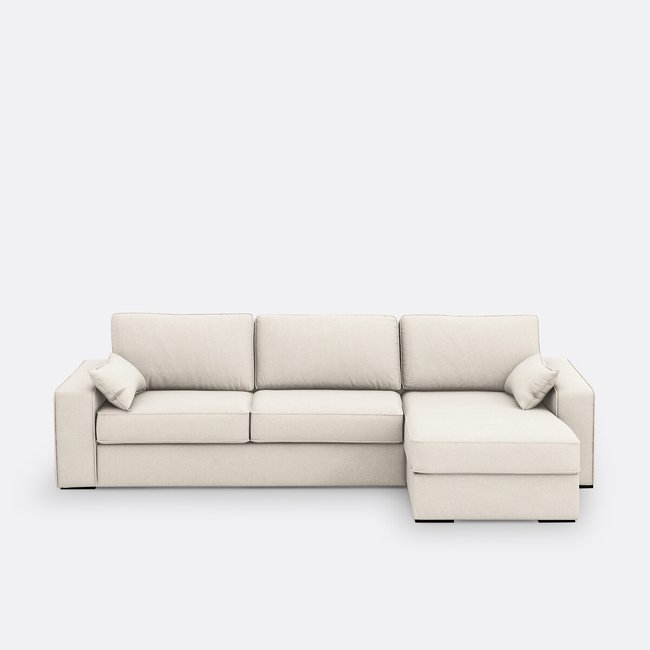 Hoekbank-bed in getextureerde stof, mousse, Cecilia - LA REDOUTE INTERIEURS