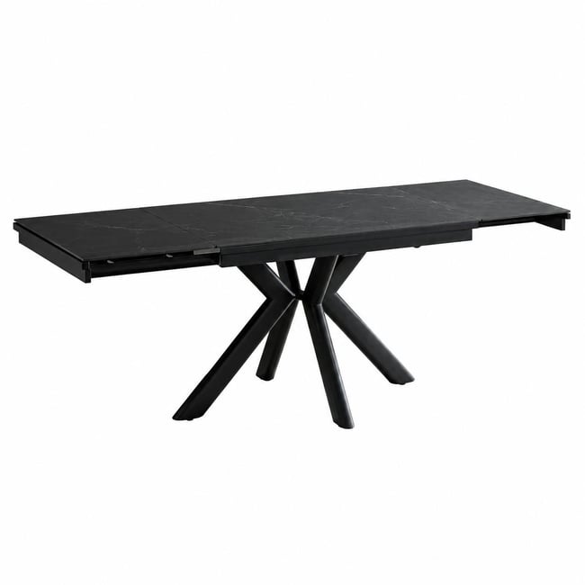 Table céramique extensible noire marbrée 120-220 cm LUGANO Couleur noir <span itemprop=