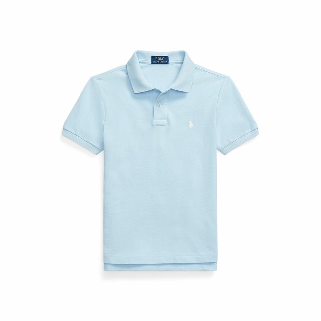 Kids Short Sleeve Polo Shirt with Embroidered Logo On Chest, sky blue, POLO RALPH LAUREN
