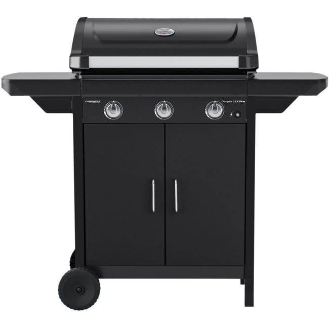 Barbecue gaz COMPACT 3 LX PLUS noir grille et plancha 3 brûleurs sur chariot, 61x35 cm - CAMPINGAZ