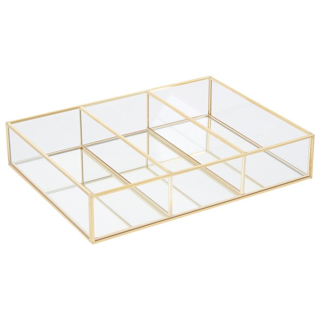 3 Compartment Cosmetics Organiser, gold-coloured, SO'HOME