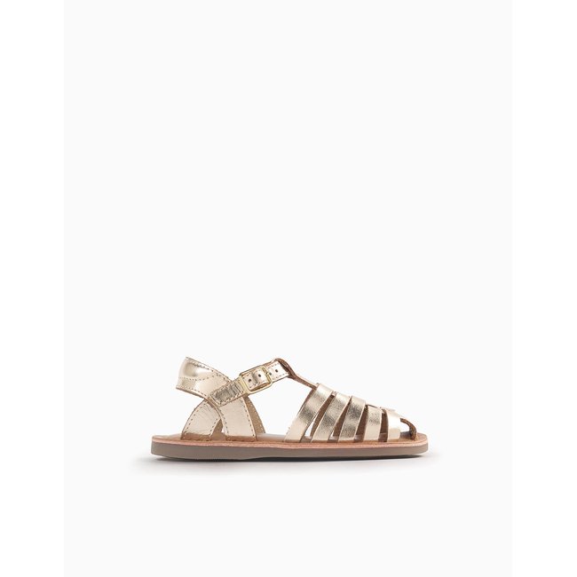 Sandales à Lanières en Cuir or <span itemprop=
