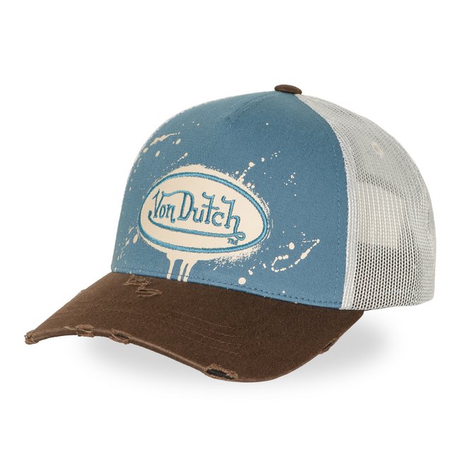 Casquette Trucker TAG turquoise/marron/gris clair/beige <span itemprop=