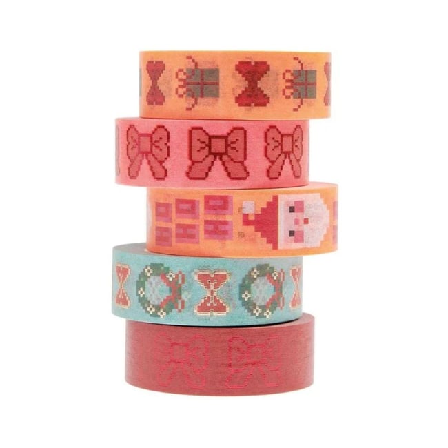 Lot 5 rubans adhésifs noel - pixels - RICO DESIGN