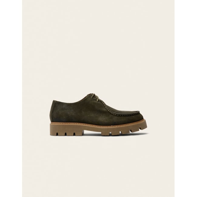 Derbies GONTRAN suède huilé kaki <span itemprop=