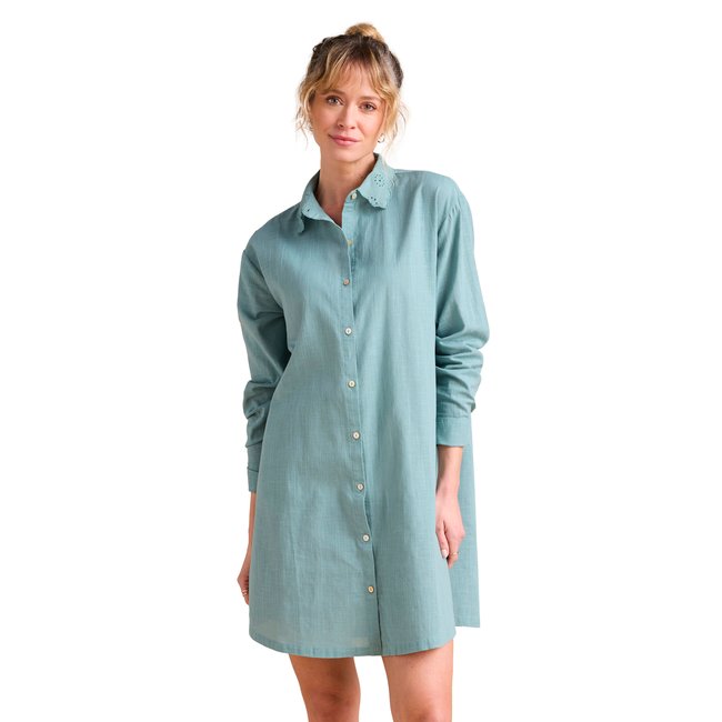 Chemise de nuit grossesse et allaitement vert émeraude <span itemprop=