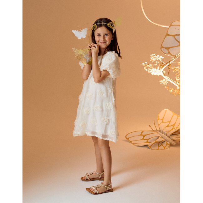 Robe avec Fleurs 3D blanc <span itemprop=